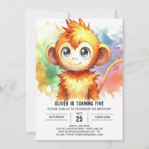 Invitación Cumpleaños de los Monos de los Niños de Woodland