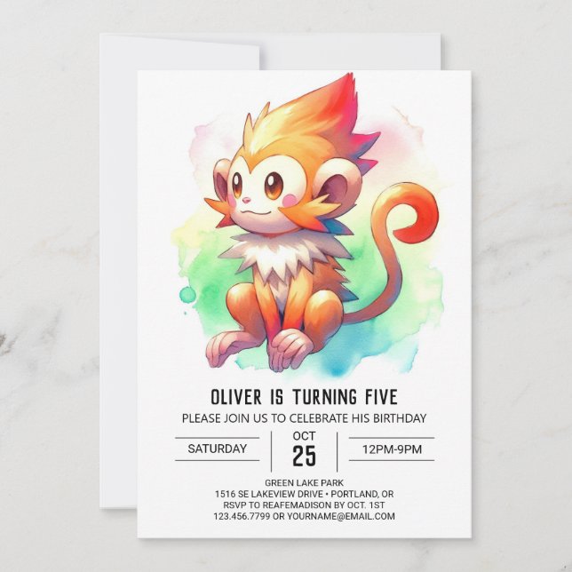 Invitación Cumpleaños de los Monos Rústicos Bohemios (Anverso)