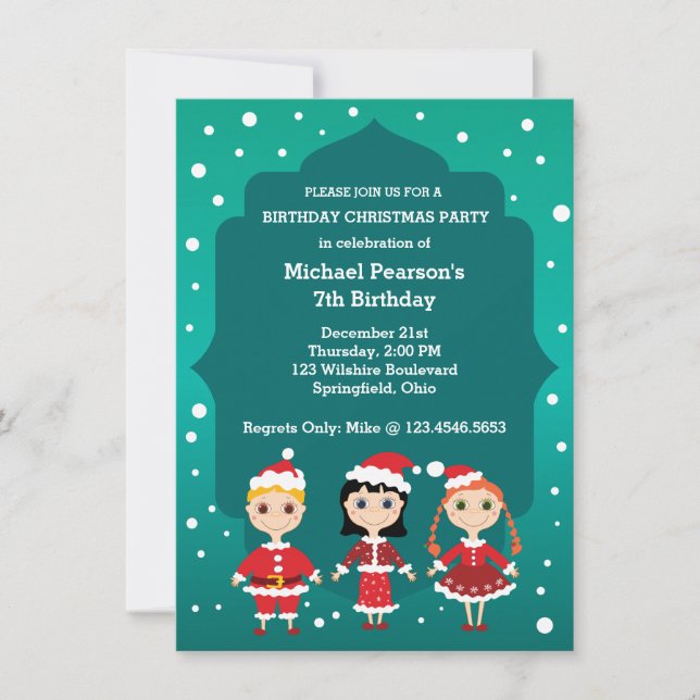 Invitación Cumpleaños de los Navidades de Invierno (Anverso)