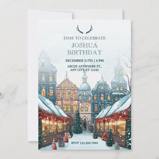 Invitación Cumpleaños de los navidades de invierno (Anverso)