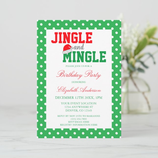 Invitación Cumpleaños de los Navidades Jingle y Mingle (Anverso de pie)