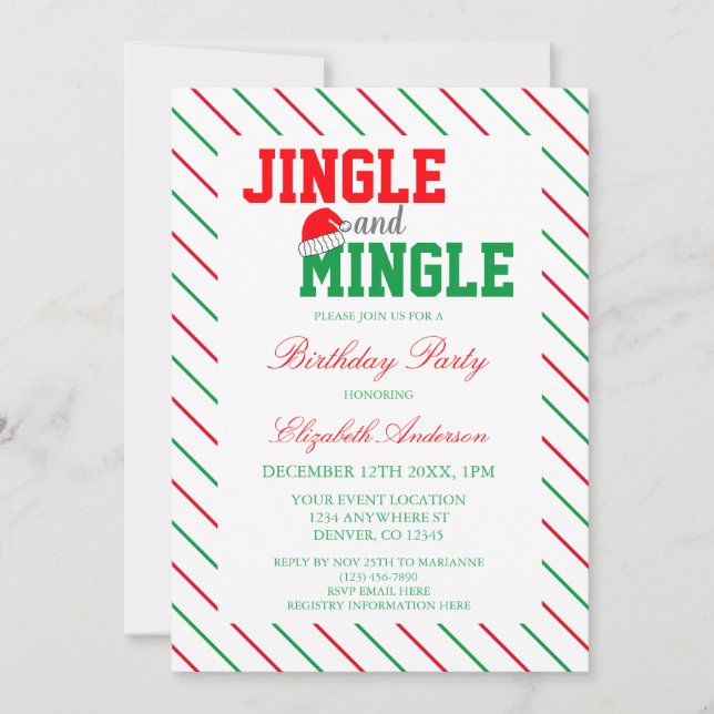 Invitación Cumpleaños de los Navidades Jingle y Mingle (Anverso)