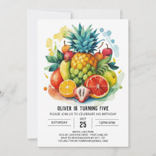 Invitación Cumpleaños de los niños con frutas extravagantes d