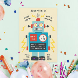 Invitación Cumpleaños de los niños de Antique Toy Robot