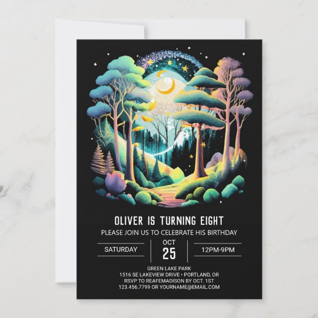 Invitación Cumpleaños de los niños de Boho Woodland (Anverso)
