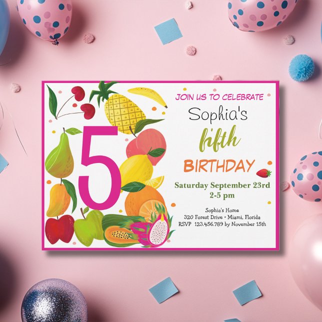 Invitación Cumpleaños de los niños de frutas de verano (Subido por el creador)