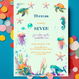 Invitación Cumpleaños de los niños de la acuarela Under Sea