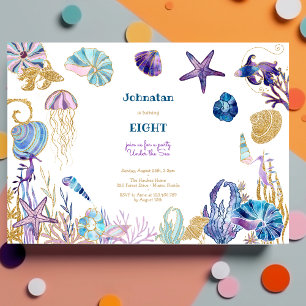 Invitación Cumpleaños de los niños de la acuarela Under Sea