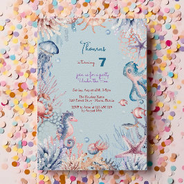 Invitación Cumpleaños de los niños de la acuarela Under Sea
