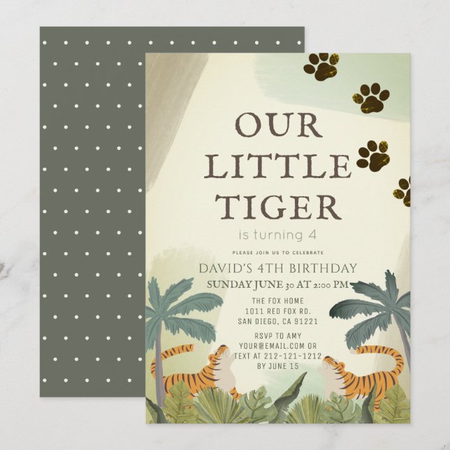 Invitación Cumpleaños de los niños de la jungla de Safari del (Anverso / Reverso)