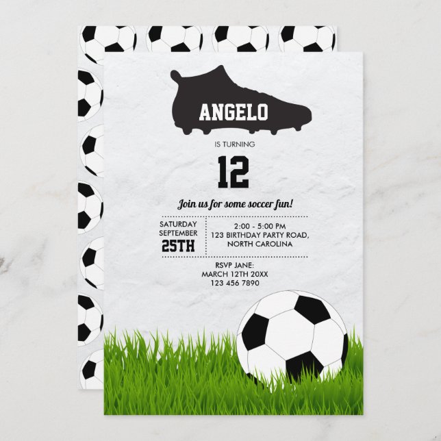 Invitación Cumpleaños de los niños de la pelota deportiva de  (Anverso / Reverso)