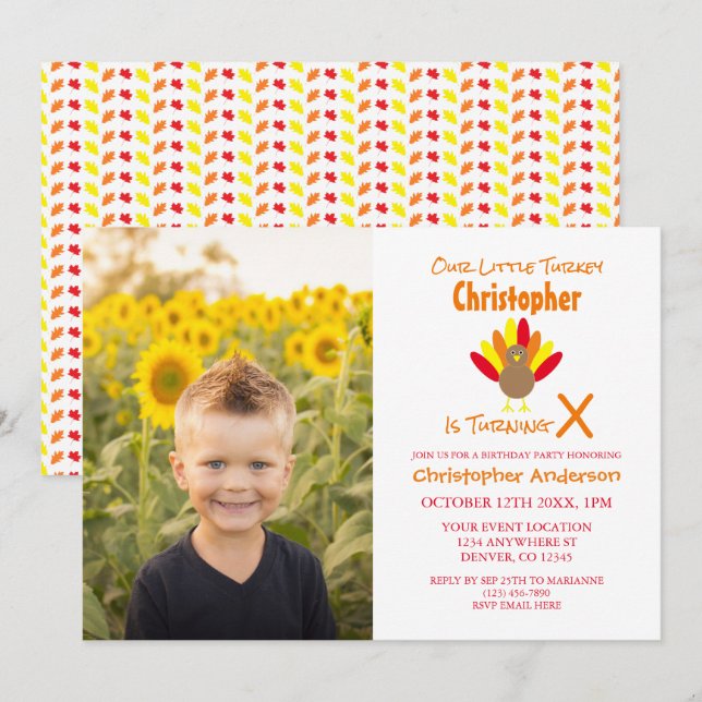 Invitación Cumpleaños de los niños de la pequeña Turquía (Anverso / Reverso)