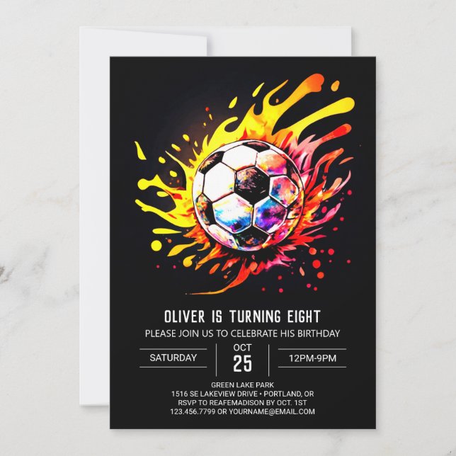 Invitación Cumpleaños de los niños del Boho Soccer (Anverso)