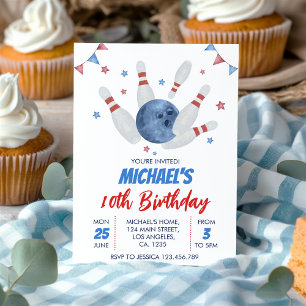 Invitación Cumpleaños de los niños del Bowling moderno
