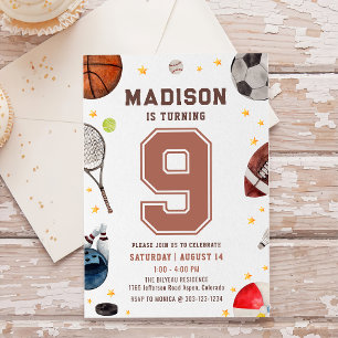 Invitación Cumpleaños de los niños deportivos