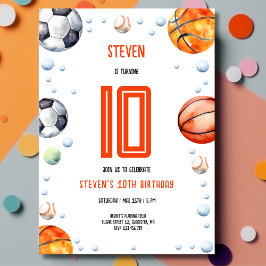 Invitación cumpleaños de los niños deportivos de bolas