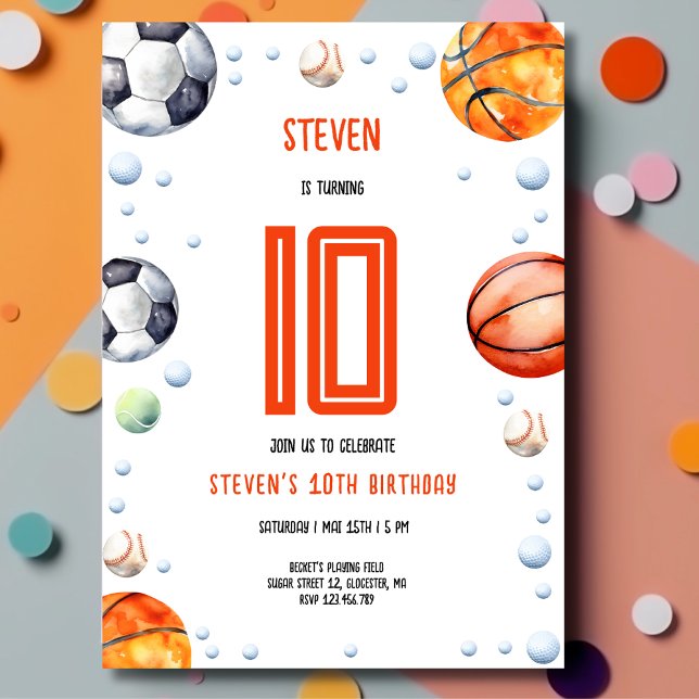 Invitación cumpleaños de los niños deportivos de bolas (Subido por el creador)