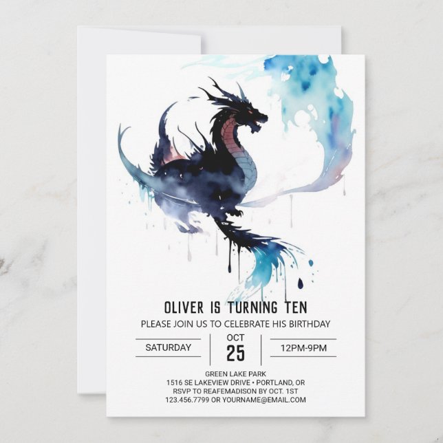 Invitación Cumpleaños de los Niños Dragon Wonderland (Anverso)