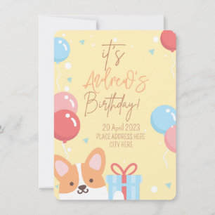 Invitación Cumpleaños de los niños en el tema del perro de pi