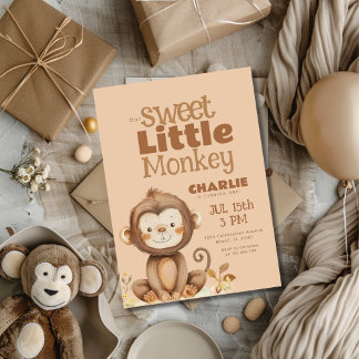 Invitación Cumpleaños de los niños pequeños monos