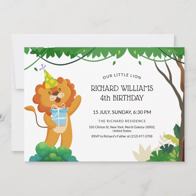 Invitación Cumpleaños De Los Niños Por La Celebración De Cump (Anverso)