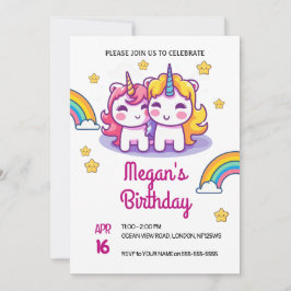 Invitación Cumpleaños de los niños unicornios con Fiesta