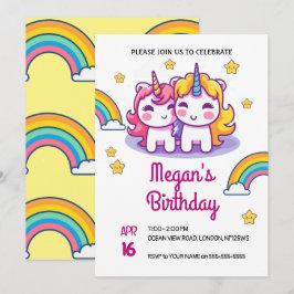 Invitación Cumpleaños de los niños unicornios con Fiesta