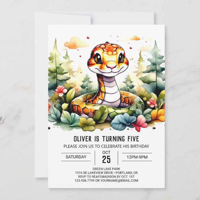 Invitación Cumpleaños de los Niños Viper Modernos (Anverso)
