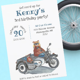 Invitación Cumpleaños de los Osos de Motocicleta Revd Up