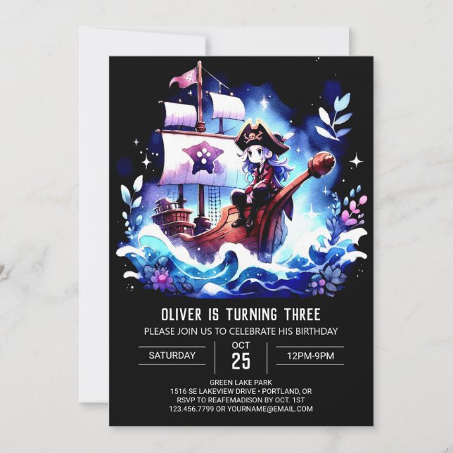 Invitación Cumpleaños de los piratas dulces (Anverso)