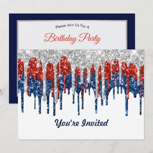 Invitación Cumpleaños de los Purpurinas Patrióticos