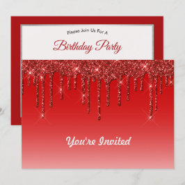 Invitación Cumpleaños de los Purpurinas rojos de moda