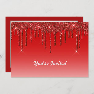 Invitación Cumpleaños de los Purpurinas rojos de moda