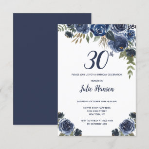 Invitación Cumpleaños de los Rosas Blue de acuarela