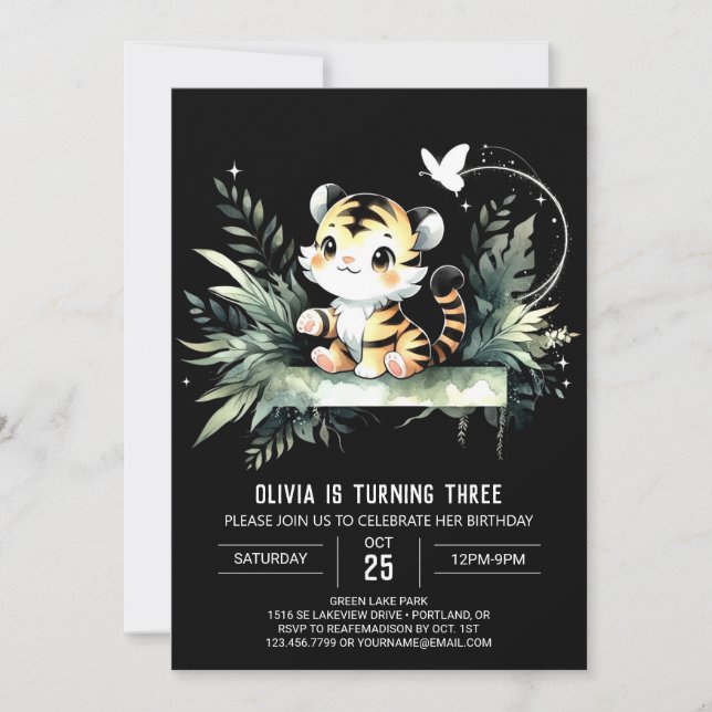 Invitación Cumpleaños de los Tigres Dulces Modernos (Anverso)