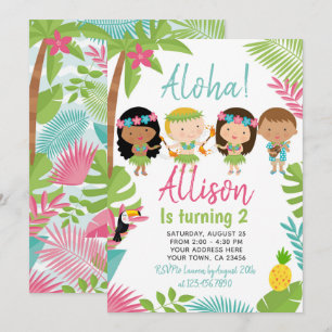 Invitación Cumpleaños de Luau Hawaiian