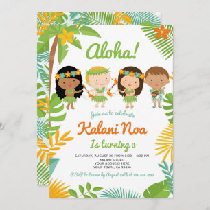 Invitación Cumpleaños de Luau Hawaiian