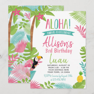 Invitación Cumpleaños de Luau Hawaiian
