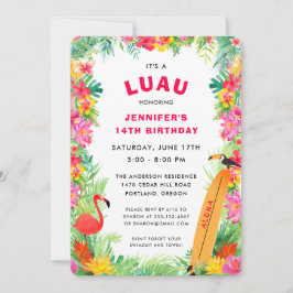 Invitación Cumpleaños de Luau Tropical Hawaiano