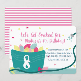 Invitación Cumpleaños de lucha de globos de agua de niñas Ros