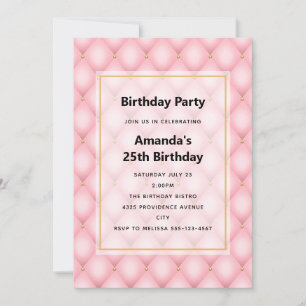 Invitación Cumpleaños de lujo con estampado de diamantes en r