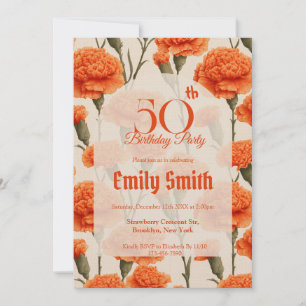Invitación Cumpleaños De Lujo De Clavel Minimalista Para Niña