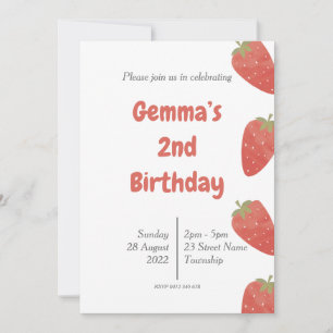 Invitación Cumpleaños de lunares de fresa