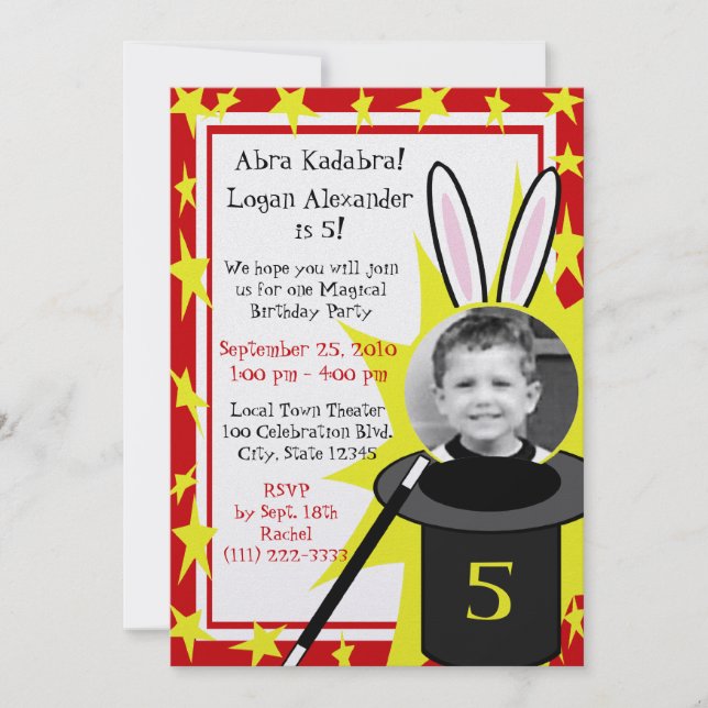 Invitación Cumpleaños de Magic Me (Anverso)