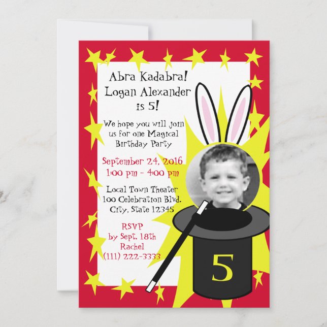 Invitación Cumpleaños de Magic Me (Anverso)