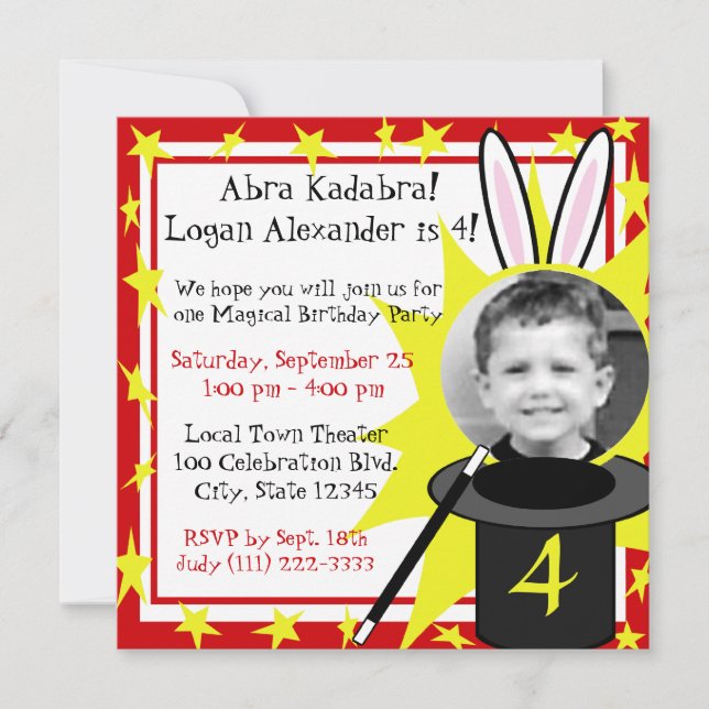 Invitación Cumpleaños de Magic Me (Anverso)
