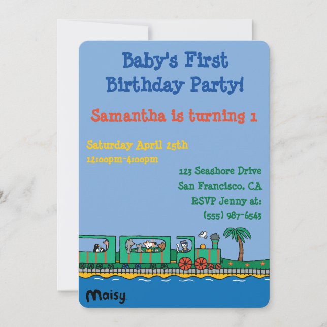 Invitación Cumpleaños de Maisy y Amigos (Anverso)