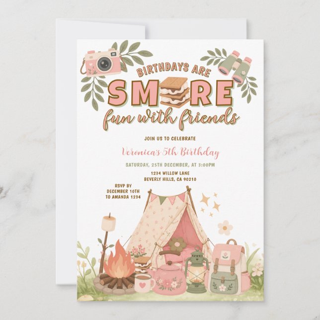 Invitación Cumpleaños de malvavisco divertido con amigos rosa (Anverso)