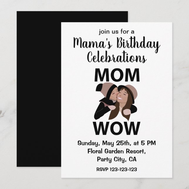 Invitación Cumpleaños de mamá y su hijo (Anverso / Reverso)