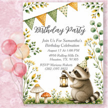 Cumpleaños de Mapache Animal Género Neutral Fiesta